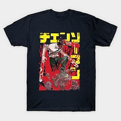 Inspired by Chainsaw Man Denji T-shirt Back To School Print Harajuku Kawaii Street Style T-shirt For Unisex Adults' Hot Stamping Polyester / Cotton Blend Lightinthebox