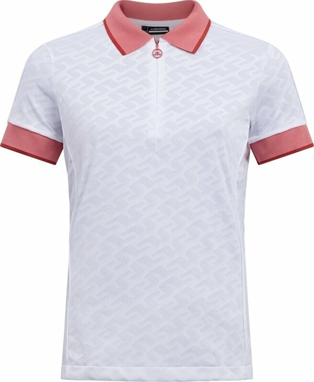 J.Lindeberg Galiah Golf Polo White Jacquard Bridge Monogram S
