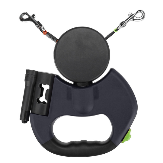 3M Walk Two Dog Pet Automatic Retractable Dog Traction Rope With LED Light Retractor BLACK COLOR