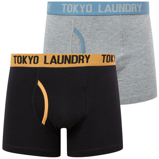 Mens Underwear Spencer (2 Pack) Boxer Shorts Set in Papaya / Blue Shadow - Tokyo Laundry / S - Tokyo Laundry