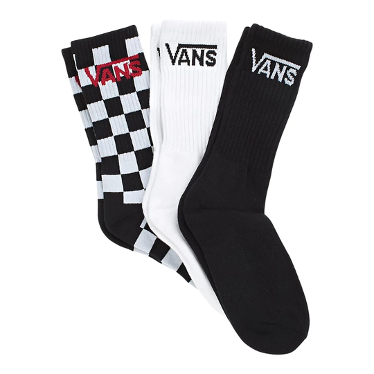 Vans Classic Crew Socks (3 Pack) - Black/Checkerboard/White