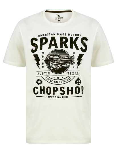 T-Shirts Sparks Motif Cotton Jersey T-Shirt in Snow White - South Shore / S - Tokyo Laundry