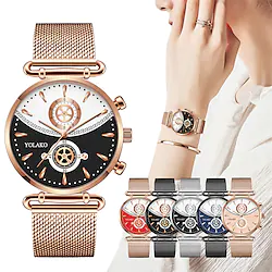 YOLAKO Brand Women's Quartz Watch Alloy Mesh Band Watch Personality Gear Alloy Dial Quartz Watch Lightinthebox