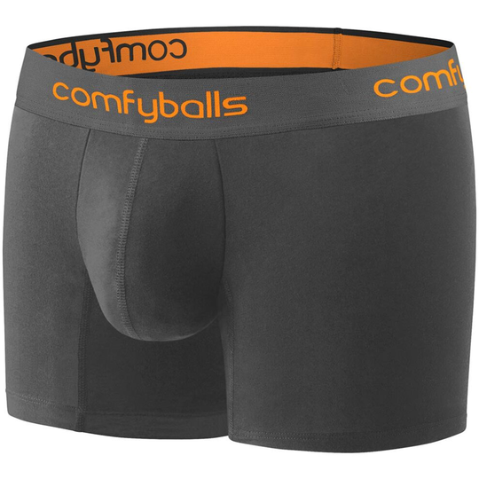 (XL) Comfyballs Men's Long Boxer Shorts Fitness Athletic Underwear - Charcoal Orange