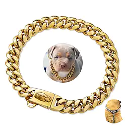 14mm New Pet Dog Collar Stainless Steel Cuban Chain Dog Chain Dog Collar Lock Gold Silver Dog Chain Lightinthebox