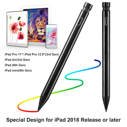 (Black) Stylus Pen for Touch Screens Digital Active Pencil Fine Point for iPhone iPad