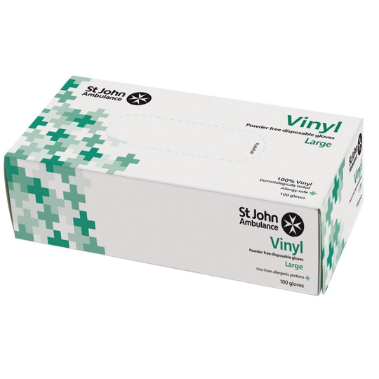 St John Ambulance Vinyl Powder-Free Gloves Large (Box of 100)