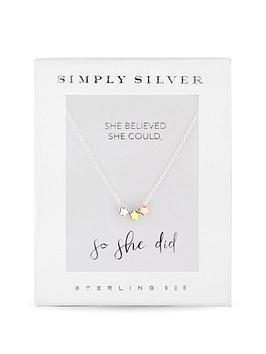 Simply Silver Gift Boxed Sterling Silver 925 Tri- Tone Star Necklace Jewellery Set