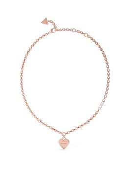 Guess Falling In Love 16-18'' Fine Chain Necklace Rose Gold