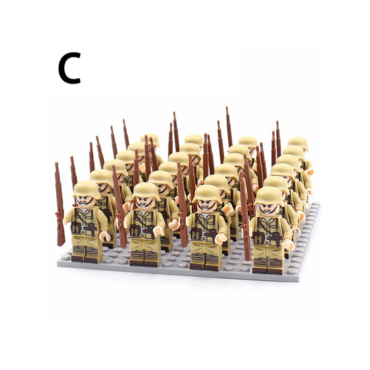 (C) 24PCS Building Block Minifigure Army Phalanx With Bottom Plate With Weapon And Display Box Compatible With Lego
