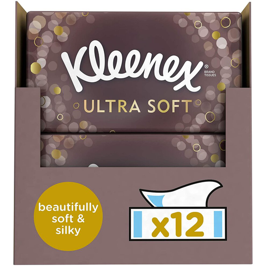 Kleenex Tissues - Ultra Soft Tissues, 12 Tissue Boxes (768 Facial Tissues)