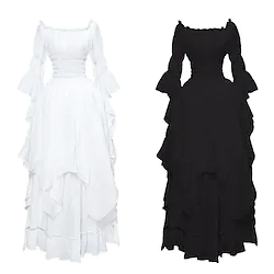 Outlander Vikings Plus Size Retro Vintage Medieval Renaissance 17th Century Dress Masquerade Women's Costume Vintage Cosplay Party / Evening Long Sleeve Dress Masquerade Lightinthebox