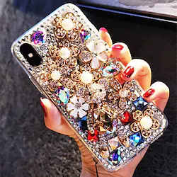 Phone Case For Apple Back Cover iPhone 14 Pro Max 14 Plus 13 12 11 Pro Max Mini X XR XS Rhinestone Dustproof Shockproof Flower Crystal Diamond TPU Lightinthebox
