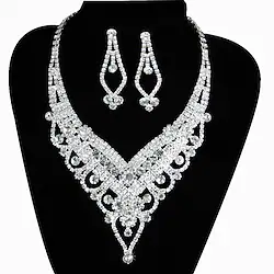 Bridal Jewelry Sets 1 set Clear Rhinestone Earrings Necklace Women's Stylish Luxury Cute Lovely Classic Round Jewelry Set For Wedding Engagement Lightinthebox
