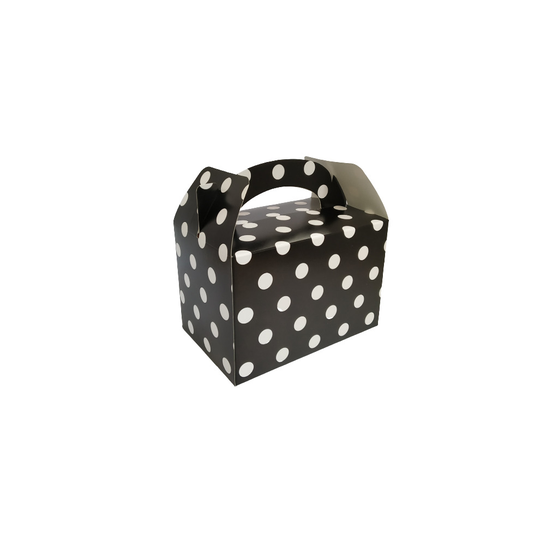 (DOTS-Black) 20 x Party Boxes Children Kids Food Loot Lunch Gift Bags Birthday Cake Box