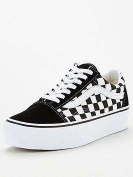Vans UA Old Skool Platform Checkerboard - Black/White, Black/White, Size 3, Women