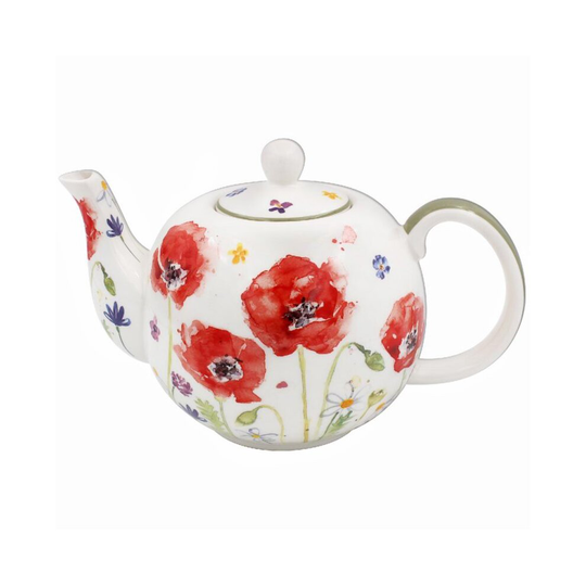 Teapot Poppy Field Design Fine China Hot Drink Coffee Green Tea Serving Tableware
