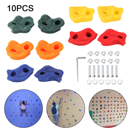 10PC Textured Resin Bolt On Climbing Frame Rock Wall Grab Holds Grip