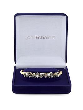 Jon Richard Gold Plated Cubic Zirconia Jet And Crystal Scattered Stone Cuff Bracelet - Gift Boxed