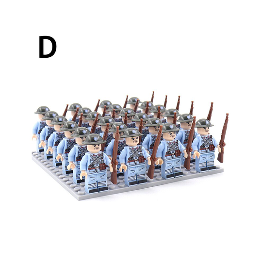 (D) 24PCS Building Block Minifigure Army Phalanx With Bottom Plate With Weapon And Display Box Compatible With Lego
