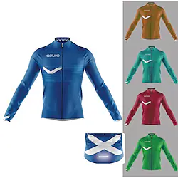 21Grams Men's Cycling Jersey Long Sleeve Bike Top with 3 Rear Pockets Mountain Bike MTB Road Bike Cycling Breathable Quick Dry Moisture Wicking Reflective Strips Green Sky Blue Red Scotland Polyester Lightinthebox