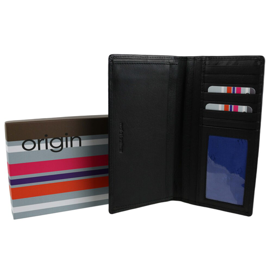 Mens Quality RFID Leather Suit Wallet by Mala; Origin Collection Gift Boxed (Black)