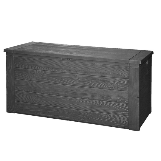 300L Plastic Wood Rattan Garden Storage Box Patio Tools Furniture Cushion Chest