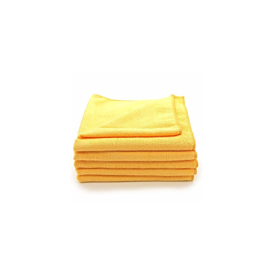 CARTECO Microfibre Cloth Pack of 5 with 300 GSM, yellow, ultra-fine, easy on the paint, highly-absorbent, cleaning cloth, polishing rag, car...