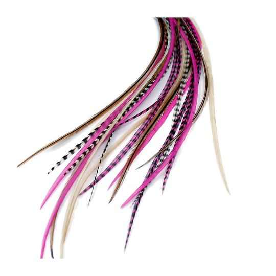 (3 Feathers) Real Feather Hair Extensions Kit - Pink Naturals
