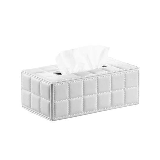 (White) Leather Tissue Napkin Box Elegant Home