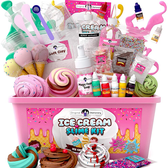 Original Stationery Fluffy Slime Kit For Girls Everything In One Box to Make Ice Cream Slimes - Make Fluffy, Butter, Cloud & Foam Slimes!