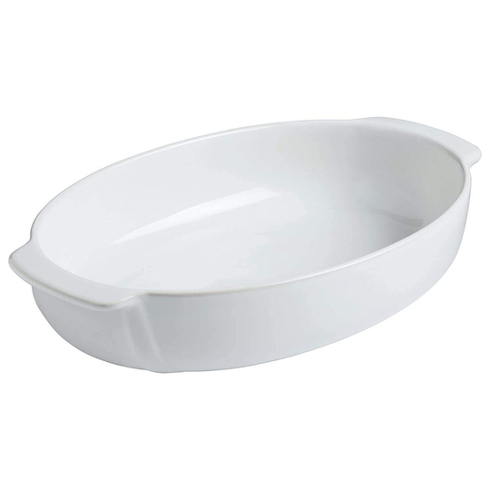 Pyrex Signature Ceramic Oval Roaster with Grips 35 x 23cm White