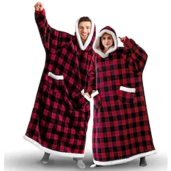 Adults' Oversized Hoodie Blanket Wearable Blanket With Pocket Solid Color Onesie Pajamas Flannel Cosplay For Men and Women Carnival Animal Sleepwear Cartoon Festival / Holiday Costumes Lightinthebox