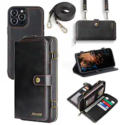 Phone Case For Apple Full Body Case iPhone 14 13 12 11 SE X XR XS Pro Max 8 7 Card Holder Shockproof Dustproof Solid Colored Leather TPU PC Lanyard Wallet Magnetic Case Lightinthebox