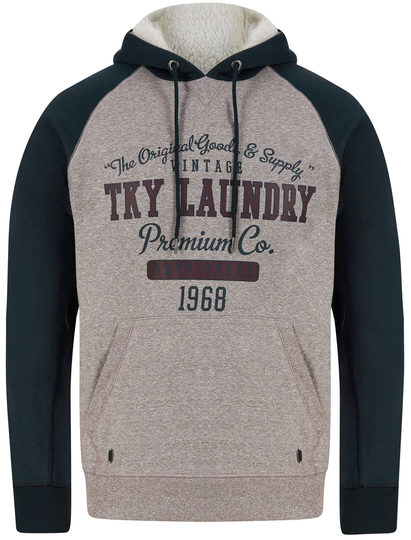 Hoodies / Sweatshirts Scripture Motif Raglan Sleeve Pullover Hoodie with Borg Lined Hood in Sky Captain Navy - Tokyo Laundry / S - Tokyo Laundry