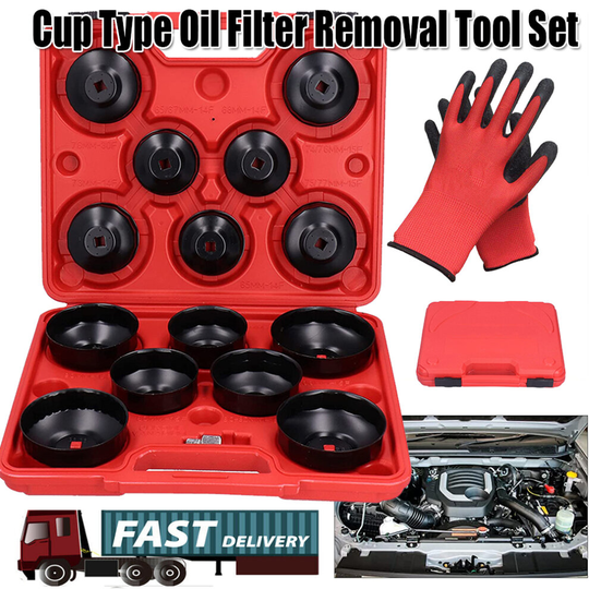 16Pcs Oil Filter Wrench Set Cup Type Removal Tool Socket Kit Car Shop