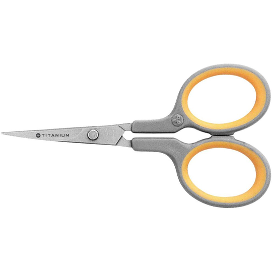 Westcott E-30444 00 Titanium Super Soft Grip Scissor, 10 cm, curved - Grey/Yellow