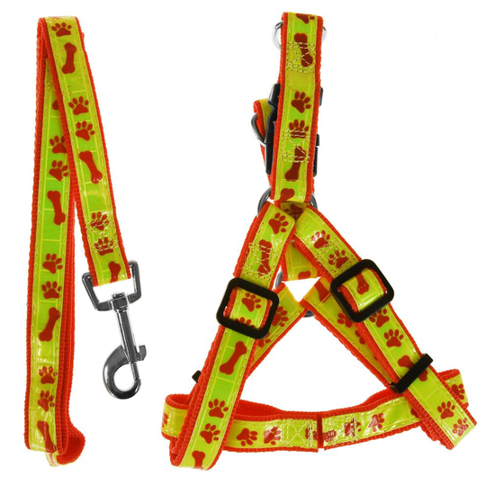 (Red, Medium) Pet Dog Strong Harness Lead Puppy Adjustable Leash Reflect Safety Walking Collar