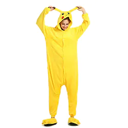 Adults' Kigurumi Pajamas Pika Pika Animal Solid Colored Onesie Pajamas Coral fleece Cosplay For Men and Women Christmas Animal Sleepwear Cartoon Festival / Holiday Costumes / Machine wash / Hand wash Lightinthebox