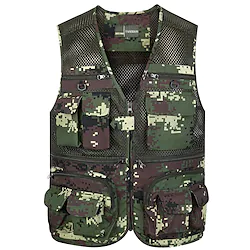 Men's Fishing Vest Hiking Vest Sleeveless Top Outdoor Ventilation Breathable Quick Dry Lightweight Summer Buckle Cotton Camo Green Red Fishing Climbing Camping / Hiking / Caving / Multi Pockets Lightinthebox