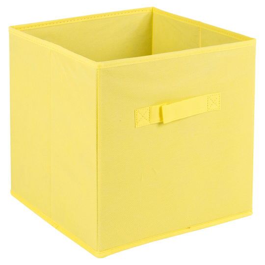 (Yellow Large, 4) Collapsible Cube Storage Boxes Carry Handles