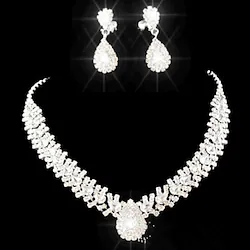 Jewelry Set Pendant Necklace For Women's Crystal Party Special Occasion Anniversary Gemstone Crystal Cubic Zirconia Silver Plated Tassel Fringe Pear Cut Drop / Imitation Diamond / Birthday / Gift Lightinthebox