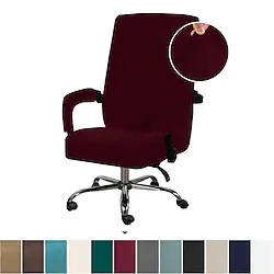 Velvet Computer Office Chair Cover Gaming Chair Stretch Chair Slipcover Black Plain Solid Color Durable Washable Furniture Protector Lightinthebox