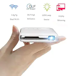 Mini LED Projector Handheld Laser Pocket Smart Projector Android Version 5000mAh Battery WiFi Bluetooth DLP 1080P Support AirPlay AC3 Lightinthebox