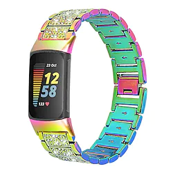 1 pcs Smart Watch Band for Fitbit Charge 5 Fitbit Charge 5 Stainless Steel Smartwatch Strap Bling Diamond Jewelry Bracelet Replacement Wristband Lightinthebox