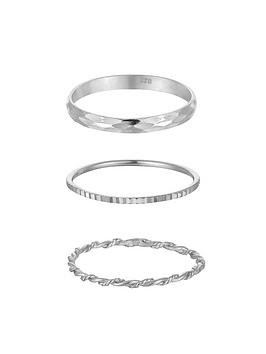 Seol + Gold Set Of Three Sterling Silver Stacking Rings