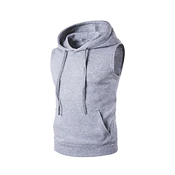 Men's Running Tank Top Hoodie Sleeveless Vest / Gilet Athletic Spandex Quick Dry Fitness Running Jogging Sportswear Activewear Solid Colored Light Grey Dark Grey Black / Micro-elastic Lightinthebox