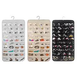 80 Pockets Double Sided Hanging Jewelry Display Organizer Storage Bag Non-woven Foldable Ring Necklace Bracelet Pouch Lightinthebox