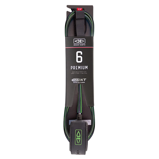Ocean And Earth 6ft Premium XT Surfboard Leash - Lime