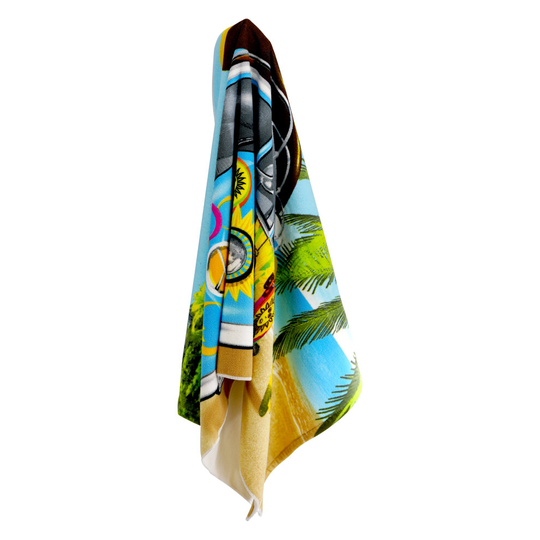 (Blue) GEEZY Camper Van Large Soft Microfibre Beach Towels
